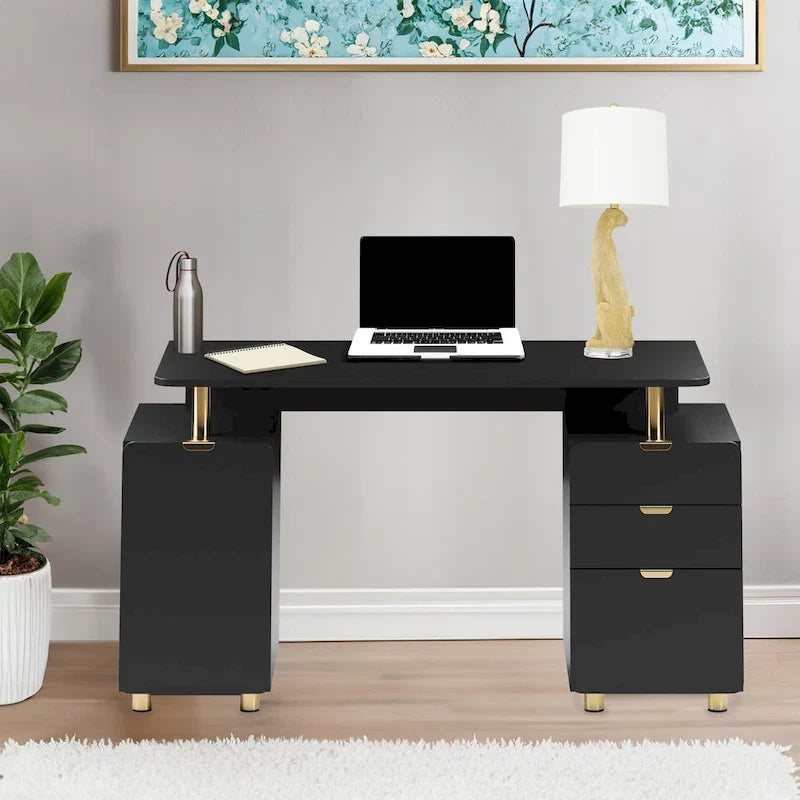 Scrivania direzionale moderna sospesa con 3 cassetti e piano di lavoro elegante