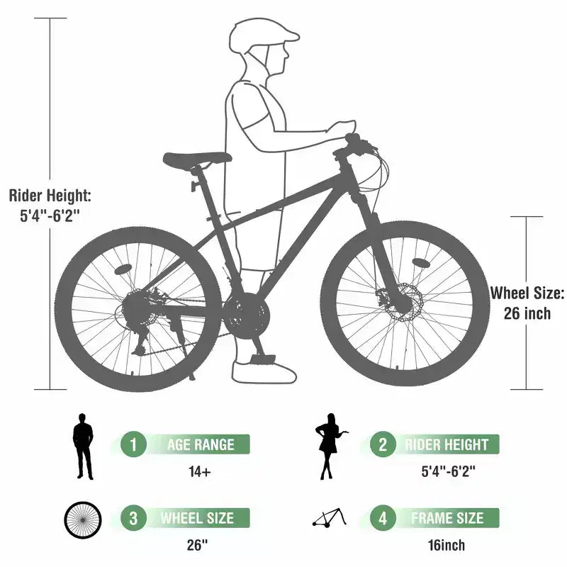 Mountain bike ammortizzata Whisen 26 con cambio posteriore a 8 velocità, forcella, pneumatici KENDA e doppi freni a disco