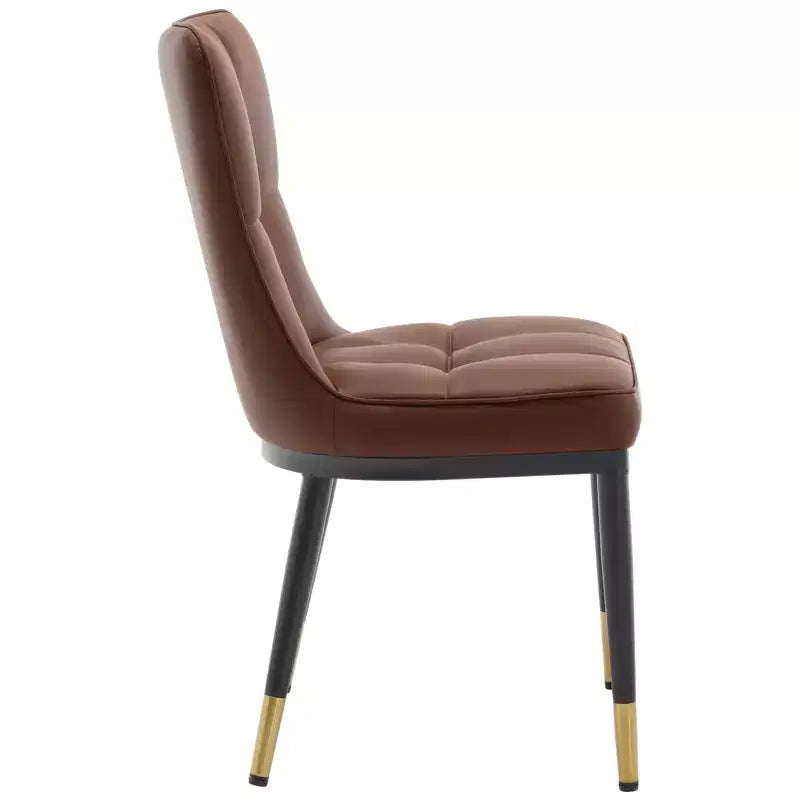 Bekrvio eetkamerstoelen set van 6, moderne gestoffeerde zitting van imitatieleer met hoge rugleuning, metalen poten, keukenstoelen zonder armleuningen voor woon- en eetkamer