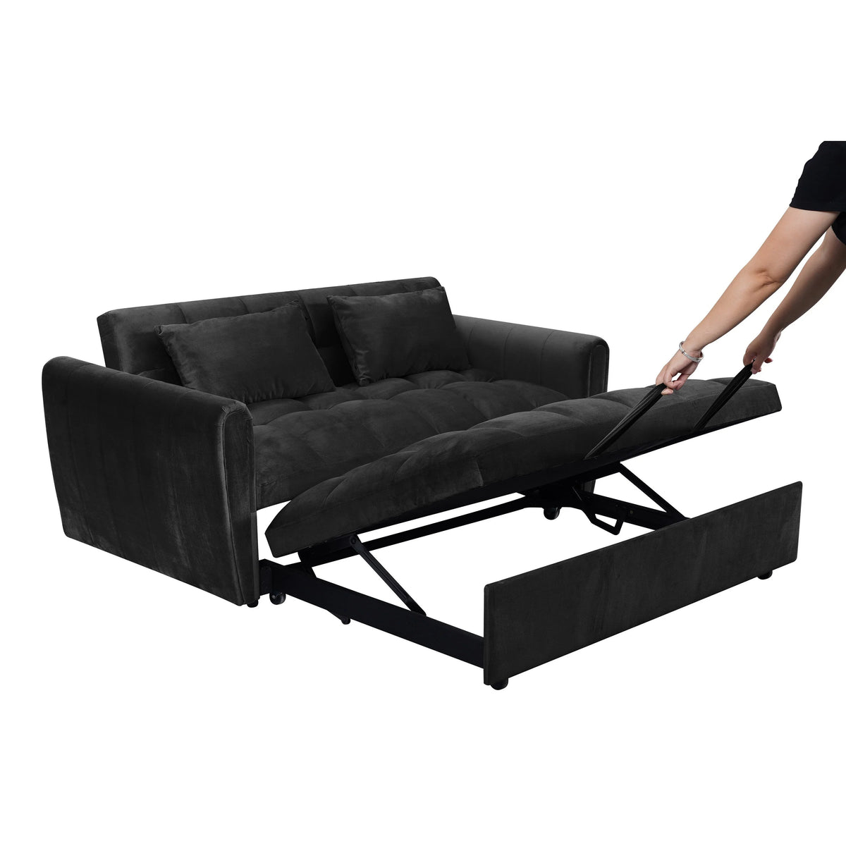 64.96 fluwelen slaapbank 3-in-1 met verstelbare rugleuning, opbergvak en draagvermogen van 500lb