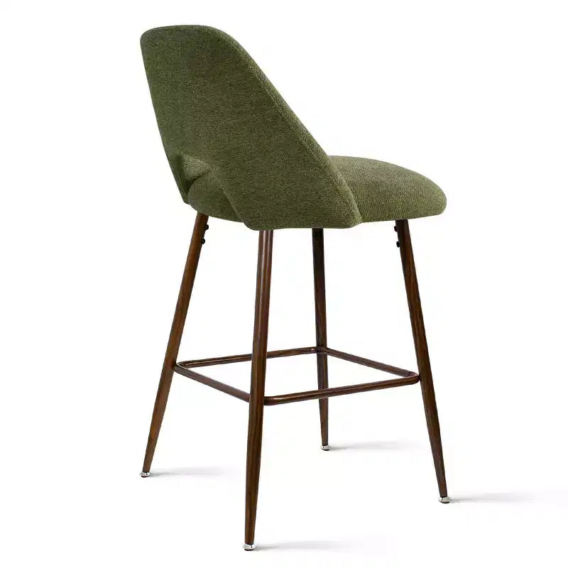 Ensemble de 3 tabourets de bar mi-hauteur de style moderne du milieu du siècle, chaises rembourrées de 26 po pour îlot de cuisine, pieds en métal finition noyer - Panipeachy