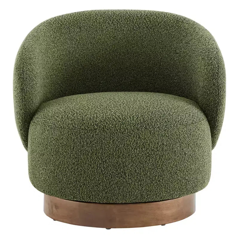 Spruce&Spring gestoffeerde draaibare fauteuil met kuipvormige rugleuning en houten onderstel