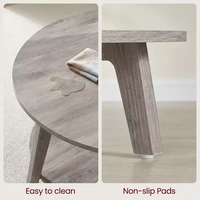 Runder Couchtisch in Honigbraun mit 2 Ablageebenen, Maße 31.5 x 17.7 Inches, ideal fürs Wohnzimmer