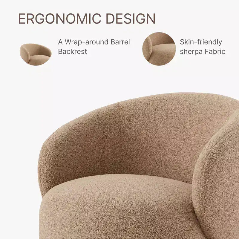 Spruce&Spring gestoffeerde draaibare fauteuil met kuipvormige rugleuning en houten onderstel