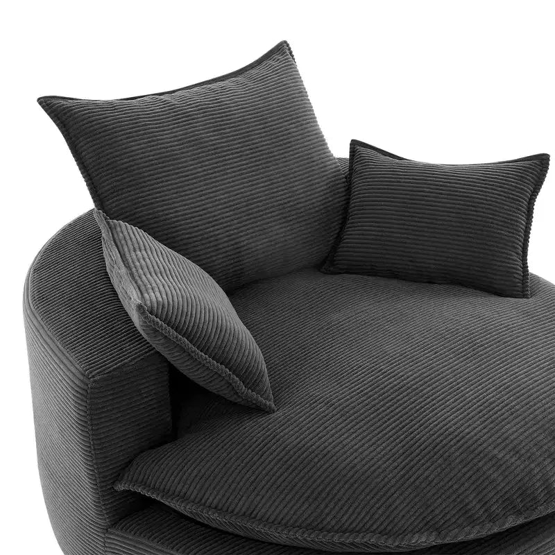 Fauteuil d’appoint pivotant à 360°, fauteuil tonneau rond pivotant avec coussin pour le salon
