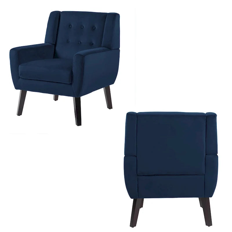 Ensemble de 2 fauteuils d’appoint rembourrés en velours pour le salon