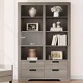 183 cm hohes Bücherregal mit 4 Schubladen, freistehendes Bücherregal im Landhausstil mit Stauraum für Schlafzimmer, Wohnzimmer und Homeoffice