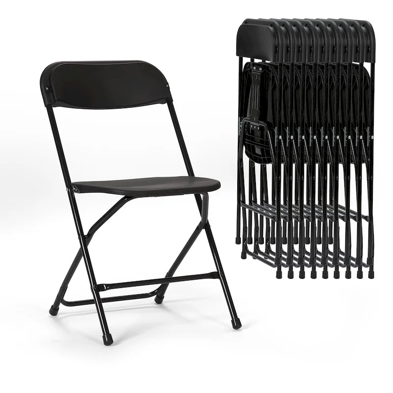 Set da 10 sedie pieghevoli in plastica, portata di 350lb, per eventi, ufficio, feste di matrimonio, picnic, cucina e sala da pranzo