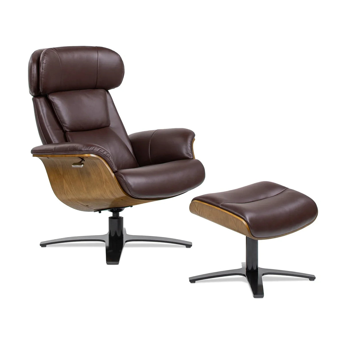 Fauteuil inclinable Jovan de 31.5 en cuir véritable avec ottoman