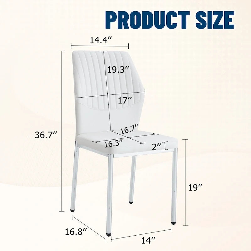 Ensemble de 6 chaises simples et élégantes, chaises de salle à manger en PU haute résilience avec pieds en métal argenté, chaises d'appoint sans accoudoirs pour la cuisine