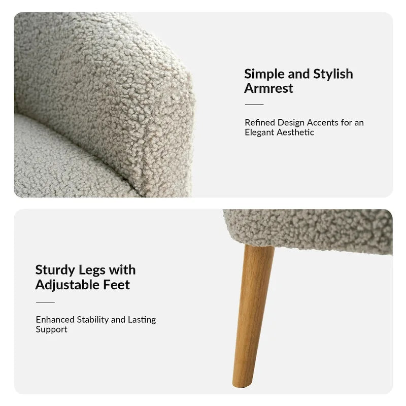 Set di 2 poltrone moderne Sheila da 30 W in bouclé con gambe in legno massello di HULALA HOME
