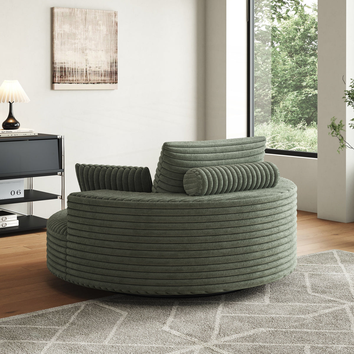 Einzelsessel mit Cord-Chenille-Bezug und Schaumstoffpolsterung, drehbar