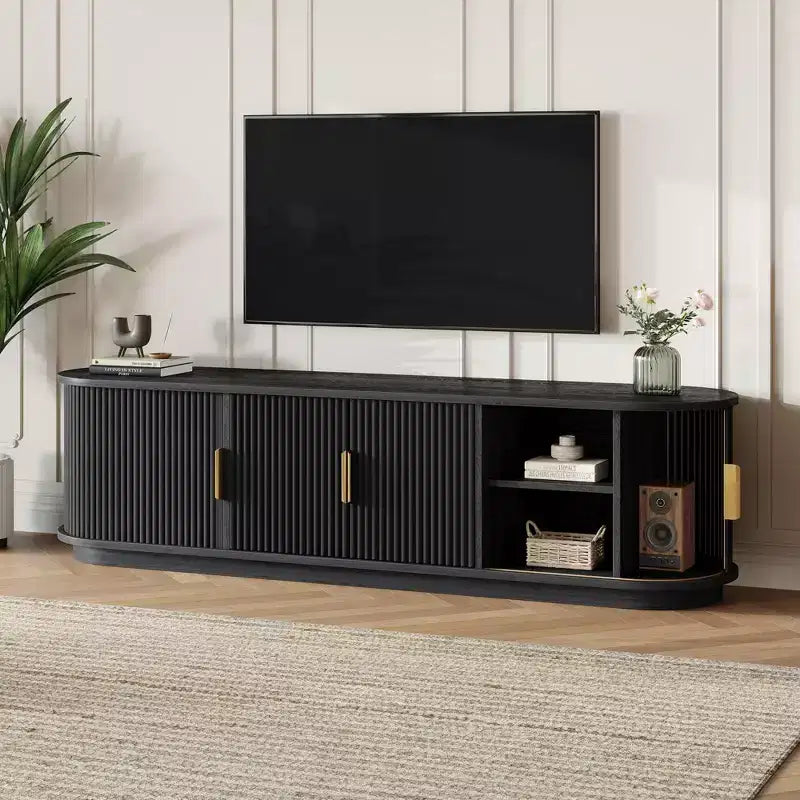 GDFStudio Roy TV-Schrank im Landhausstil aus Holz mit Schiebetür und verstellbarem Stauraum