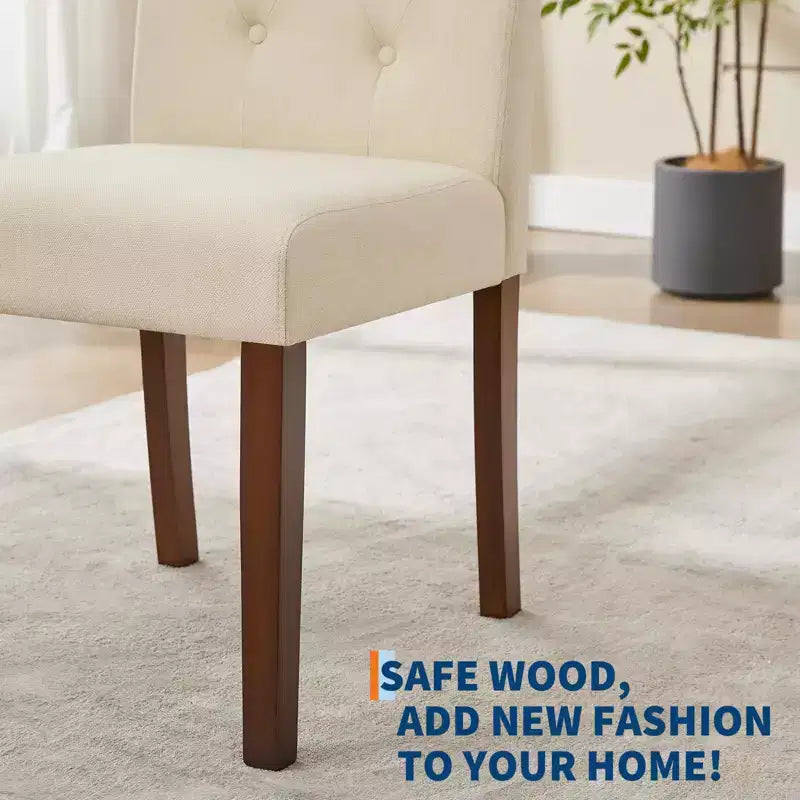Set van 6 / 4 Parsons-eetkamerstoelen met knoopstiksels - gestoffeerde keukenstoelen van stof met houten poten en gevoerde zittingen - meubels voor woonkamer en keuken