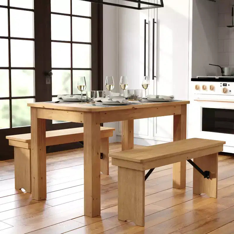 Tavolo da pranzo rettangolare in pino massello stile farmhouse Flash Furniture, 46 x 30