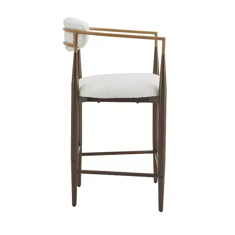 Christopher Knight Home Iwinie modernes 5-teiliges Esszimmer-Set mit rundem Holztisch mit Säulenfuß und gepolsterten Metall-Barhockern
