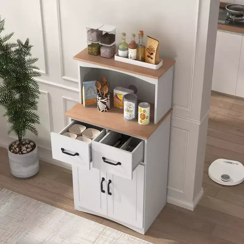 Credenza dispensa da cucina in legno sumyeg con cassetto e ripiano per microonde