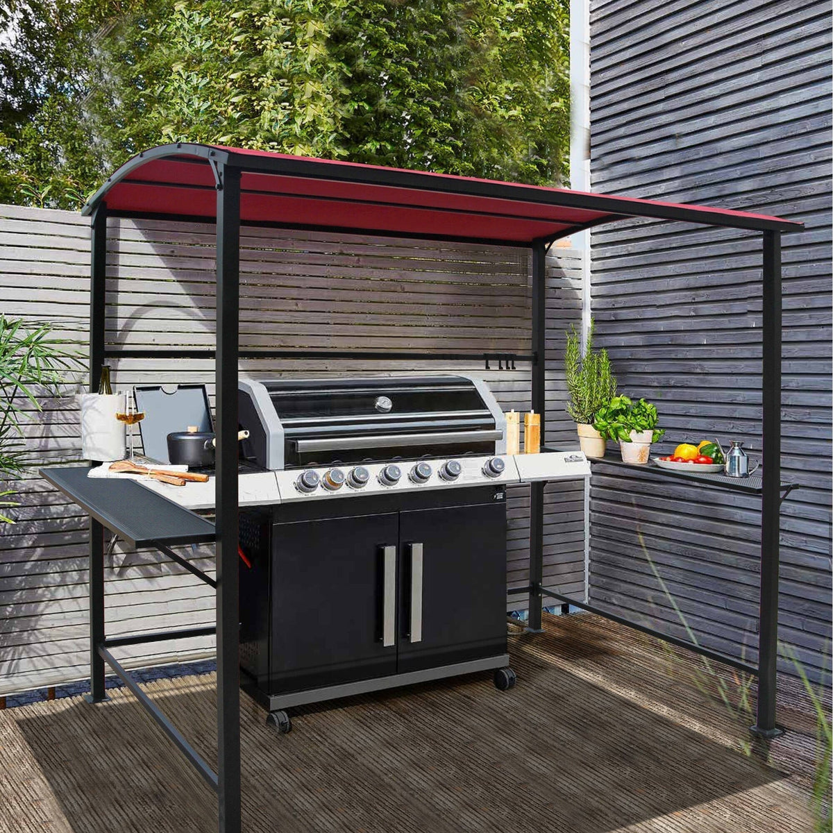 Gazebo da esterno per barbecue con telo, telaio in acciaio, 5 ft. x 8 ft.