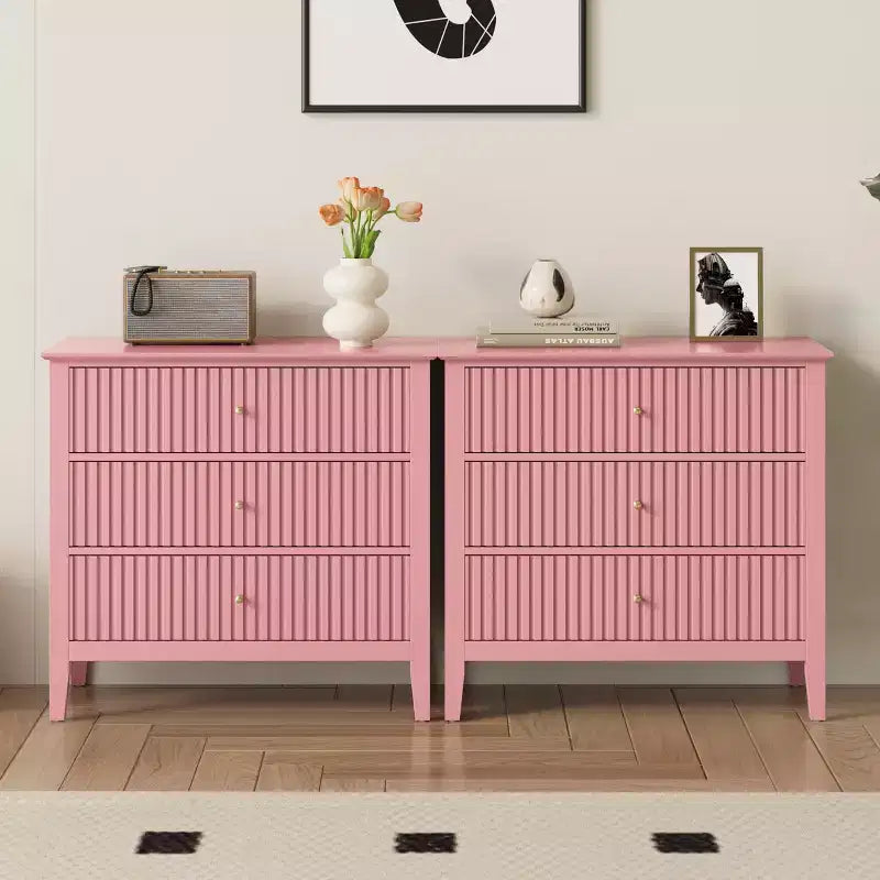 Commode Heynemo à 3 tiroirs, table de chevet en bois peint de 30 pouces de hauteur avec rangement, large commode moderne avec coulisses à billes