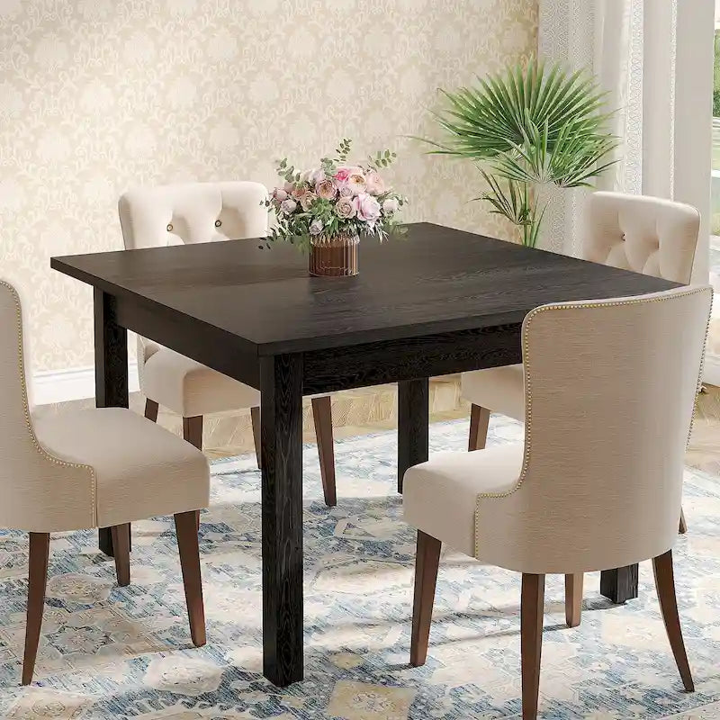 Table à manger carrée de 39.4 pouces pour 2 à 4 personnes, avec pieds en bois massif, pour le salon et la salle à manger
