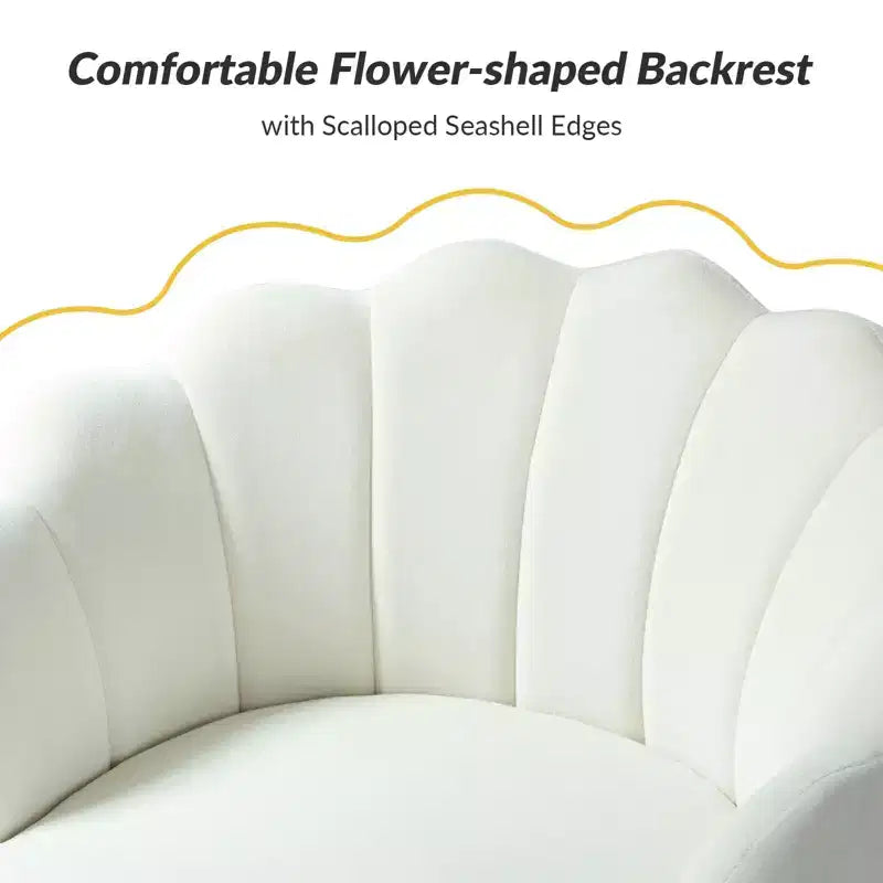 Fauteuil tonneau confortable avec pieds en métal doré, fauteuil d’appoint pour le salon
