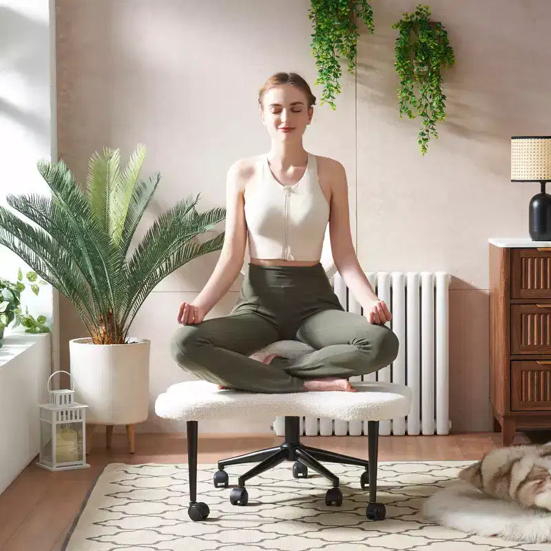 Sedia da ufficio ergonomica Pinmoco a gambe incrociate, sedia da meditazione regolabile in altezza, girevole a 360, con supporto lombare, per attività e ufficio, sedia per ADHD