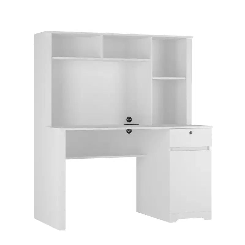 Scrivania moderna per computer da 51.18IN con alzata e libreria, scrivania da ufficio con ampio spazio contenitivo, scrivania per studio e sala lettura
