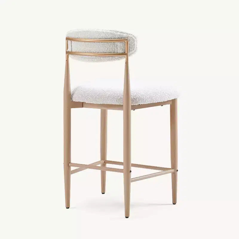 Bouclé-Barhocker ohne Armlehnen, 4er-Set, mit Metallbeinen in Holzoptik für Küche, Wohnzimmer, Restaurant und Café - Morden Fort