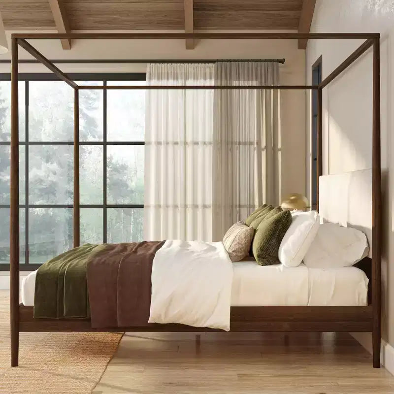 Harbor Himmelbett in King-Size mit gepolstertem Kopfteil, Blond/Swiss Coffee (MD2411-01)