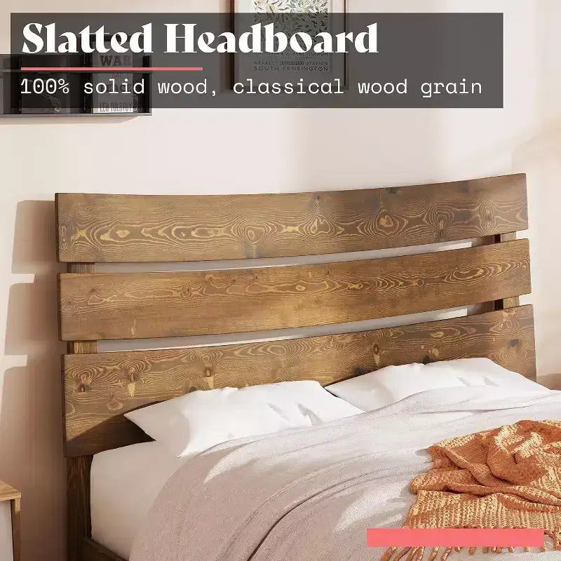 Struttura letto in legno massello con testiera, senza necessità di rete a molle