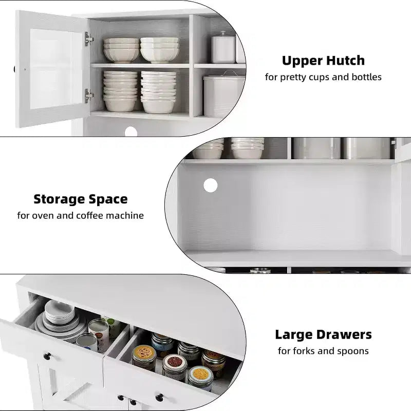 Dispensa da cucina con supporto per microonde, mobile a credenza con buffet e ripiani regolabili, per cucina e sala da pranzo