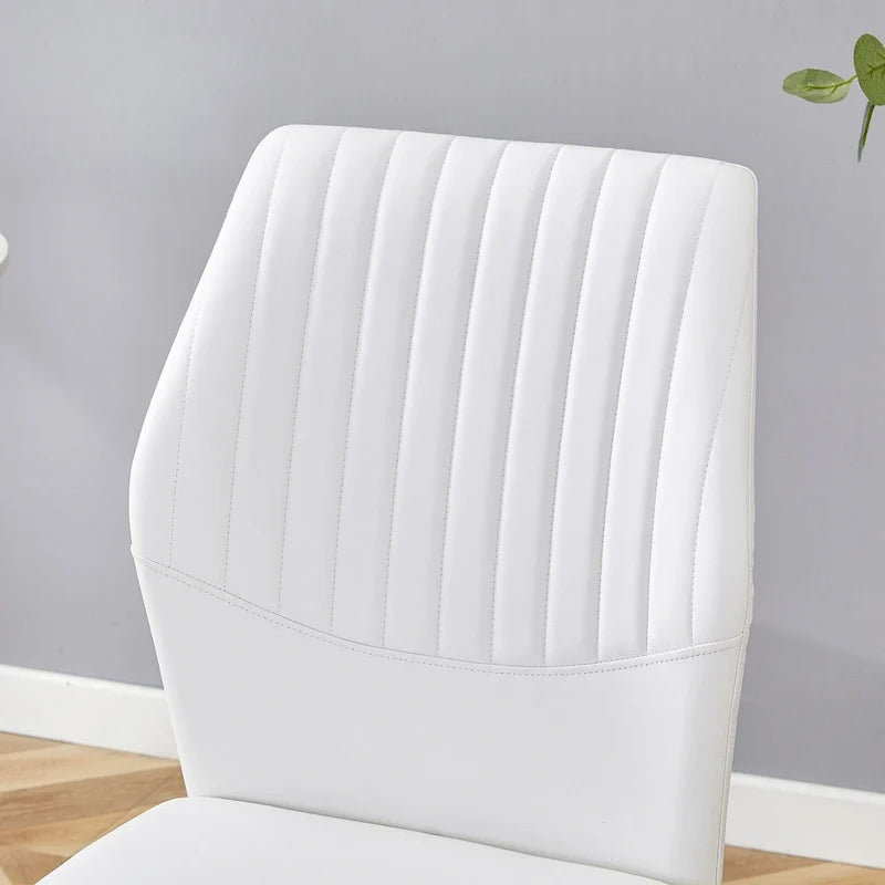 Ensemble de 6 chaises simples et élégantes, chaises de salle à manger en PU haute résilience avec pieds en métal argenté, chaises d'appoint sans accoudoirs pour la cuisine