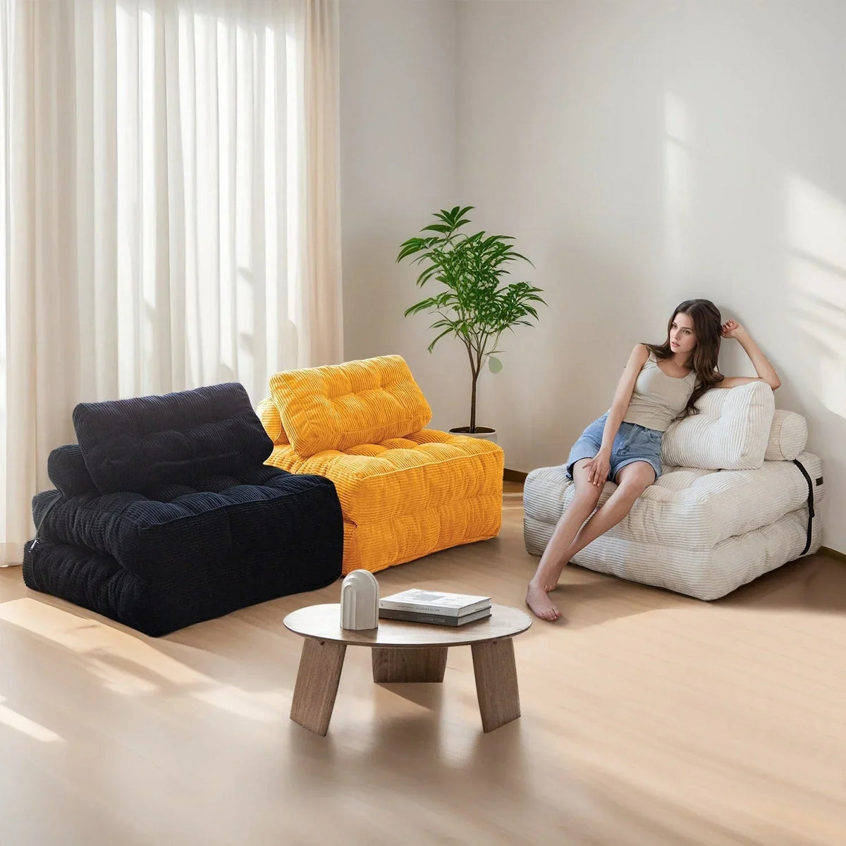 8 Cordsofa, Klappsofabett, Einzel