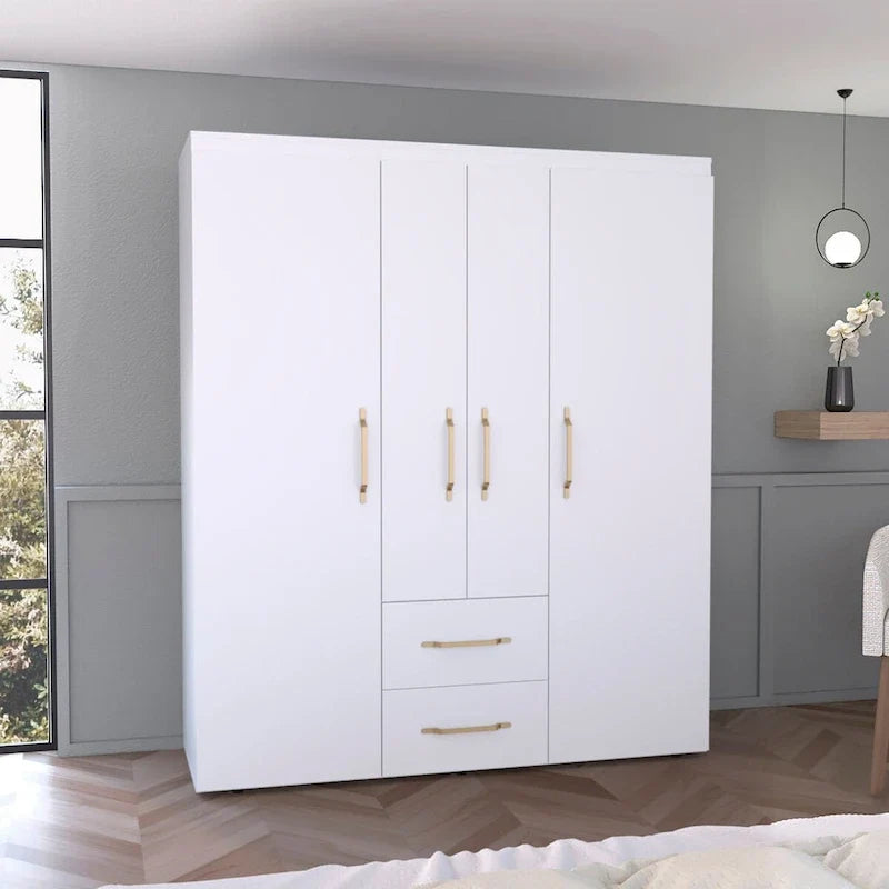 Kleiderschrank Bariloche mit Kleiderstangen, Regalböden und 2 Schubladen