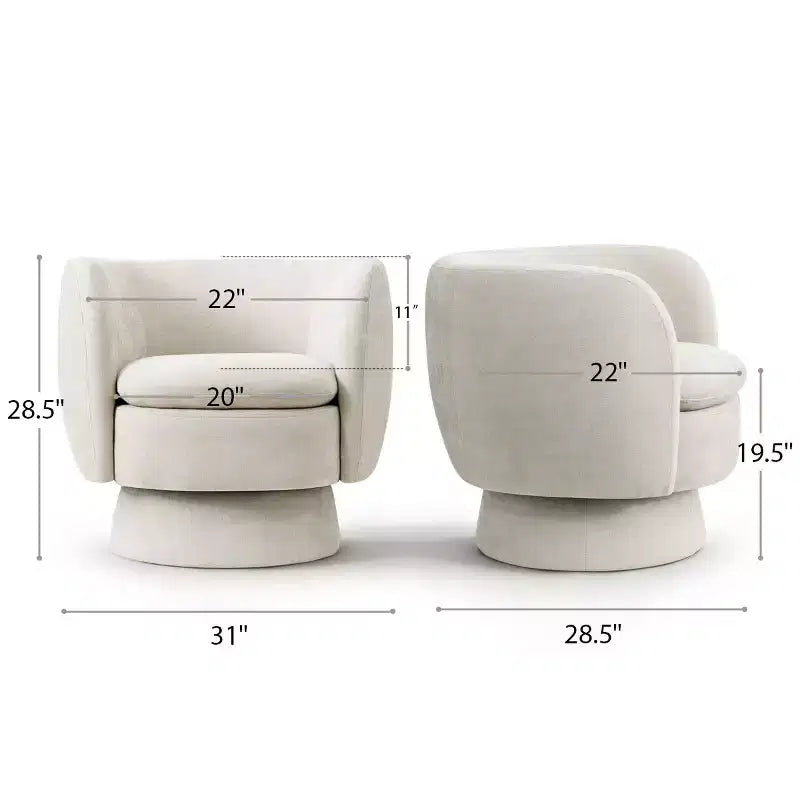 2er-Set moderne drehbare Fassonsessel mit Stoffbezug, um 360 Grad drehbare Akzentsessel für Wohnzimmer und Schlafzimmer-Panipeachy