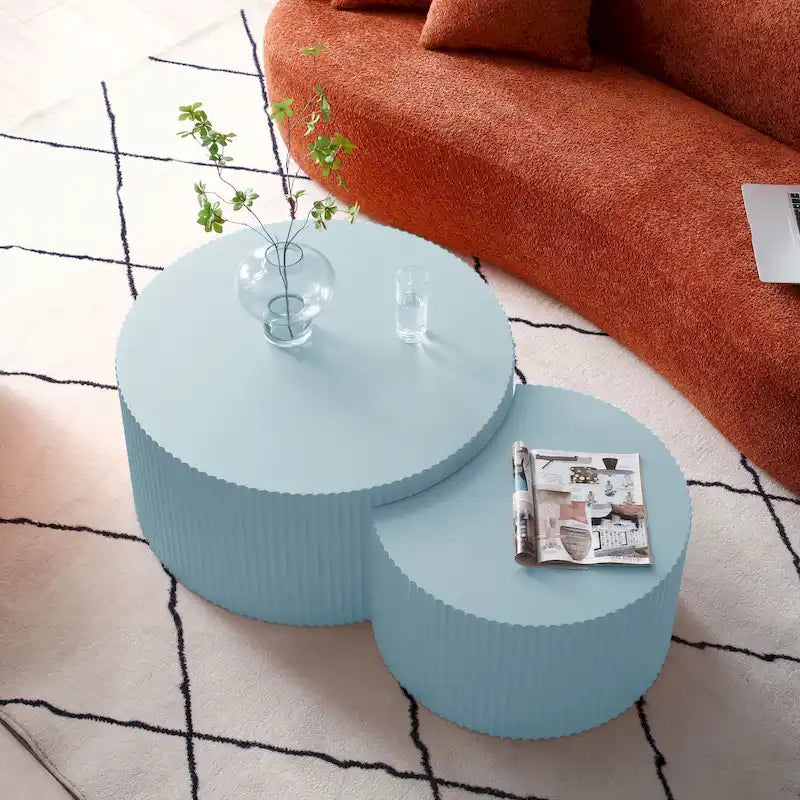 Set di tavolini rotondi da salotto impilabili, stile glam moderno (set da 2), non assemblato