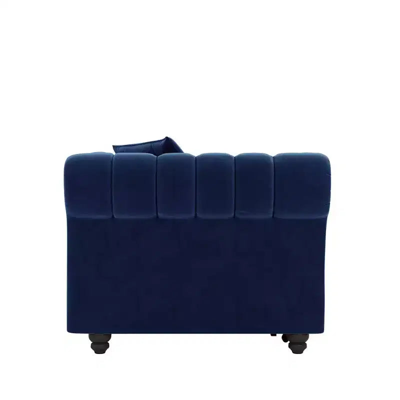 Canapé-lit convertible 3-en-1 Whisen en velours, format king size, avec pouf mobile, design capitonné