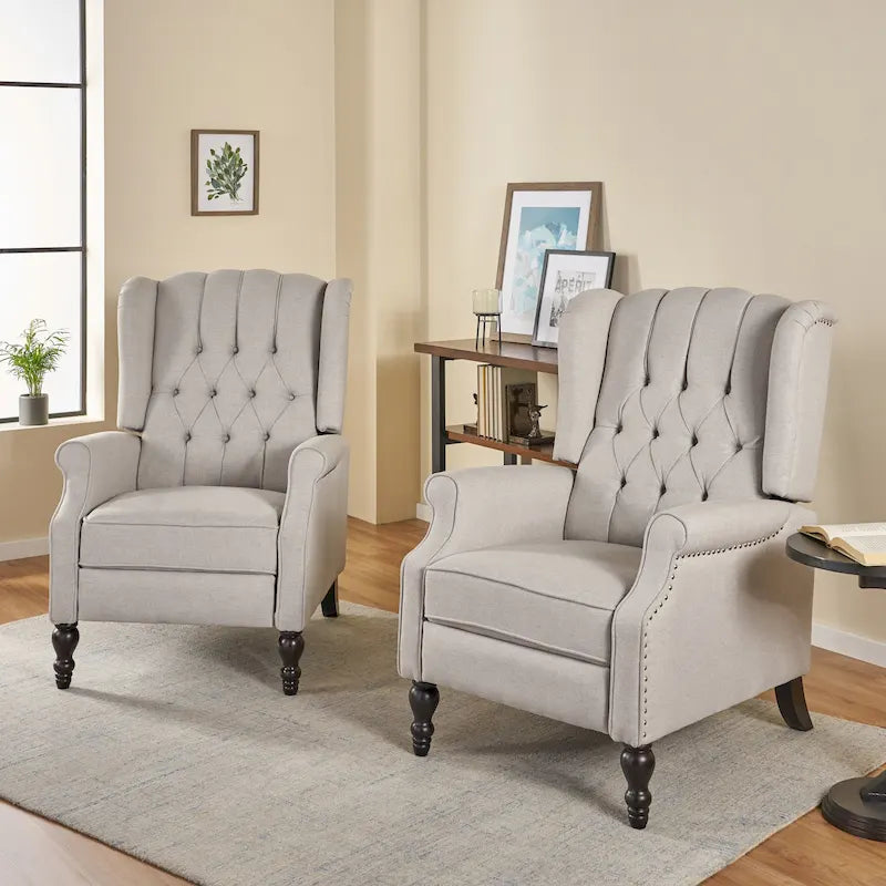 Fauteuils inclinables en tissu capitonné Walter (ensemble de 2) par Christopher Knight Home