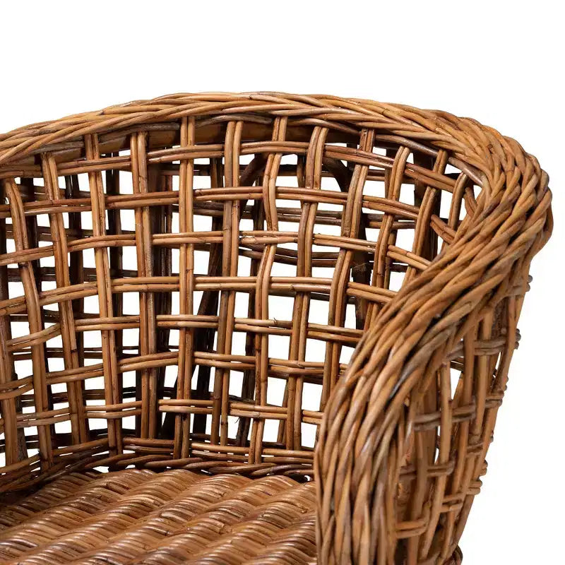 Ensemble de 2 chaises de salle à manger Mario de Bali & Pari, en teck brun naturel et rotin, style bohème moderne