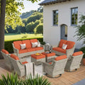 Ensemble de mobilier de jardin extérieur XIZZI de 9 pièces avec fauteuil pivotant