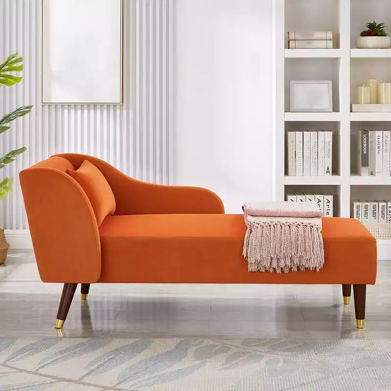Moderne chaise longue van fluweel, gestoffeerde chaise longue met gebogen armleuning, slaapbank voor slaapkamer, kantoor of woonkamer