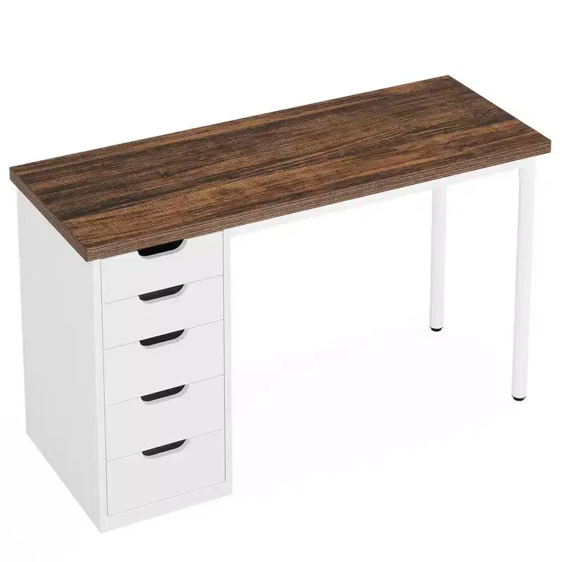 Scrivania per computer Lantine con 5 cassetti, moderna e semplice, da 47 pollici, per ufficio domestico, studio e scrittura, adatta a spazi piccoli