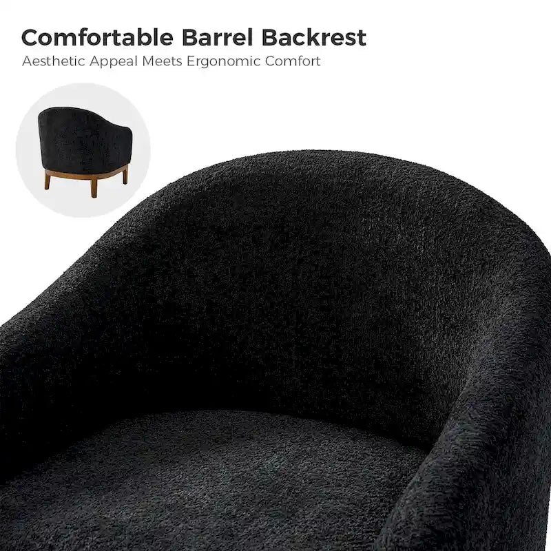 Fauteuil d’appoint moderne en tissu bouclé Augus avec pieds en bois massif par HULALA HOME