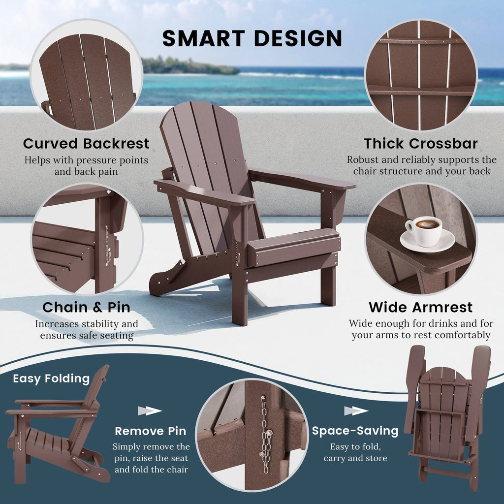 Polytrends Laguna Adirondack-Klappstuhl für die Terrasse, lichtecht und wetterbeständig