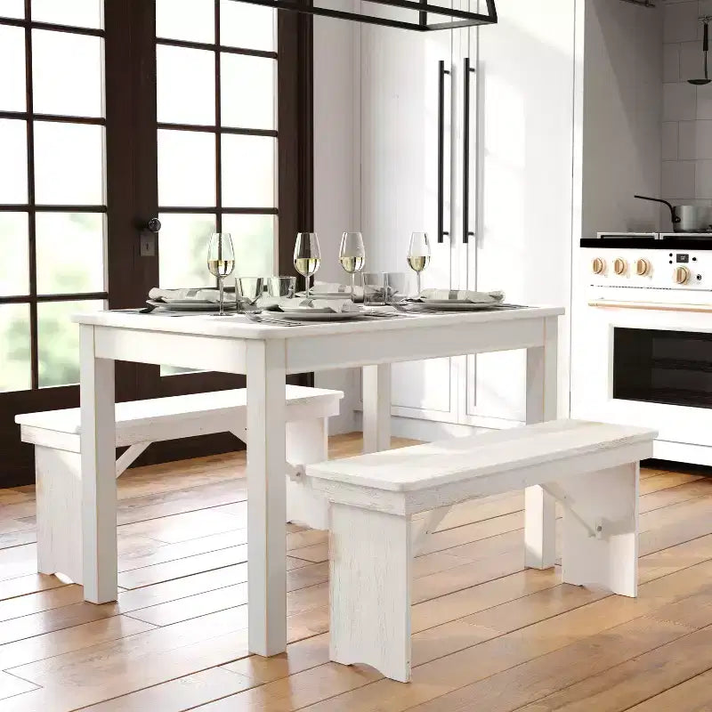 Tavolo da pranzo rettangolare in pino massello stile farmhouse Flash Furniture, 46 x 30