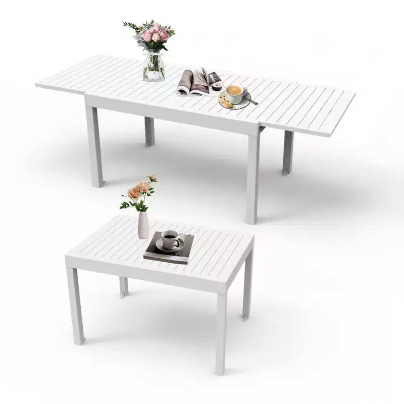 Table à manger Okak en aluminium pour patio, extensible, pour salle à manger et cuisine