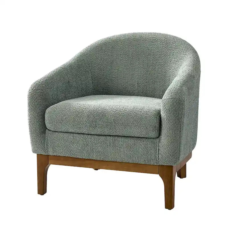 Fauteuil d’appoint moderne en tissu bouclé Augus avec pieds en bois massif par HULALA HOME