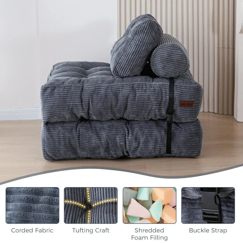 8 Cordsofa, Klappsofabett, Einzel