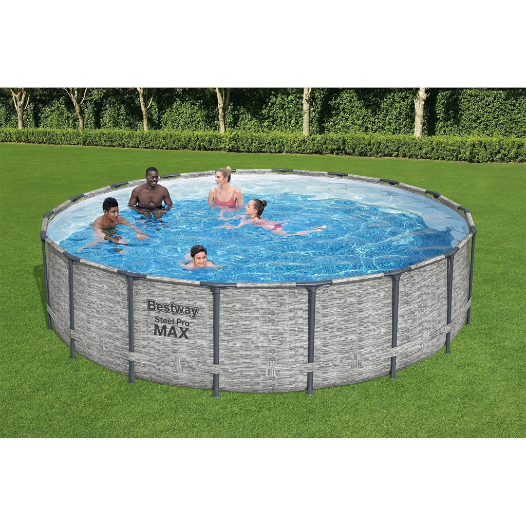 Rond bovengronds zwembad Bestway Steel Pro MAX met pomp en afdekzeil