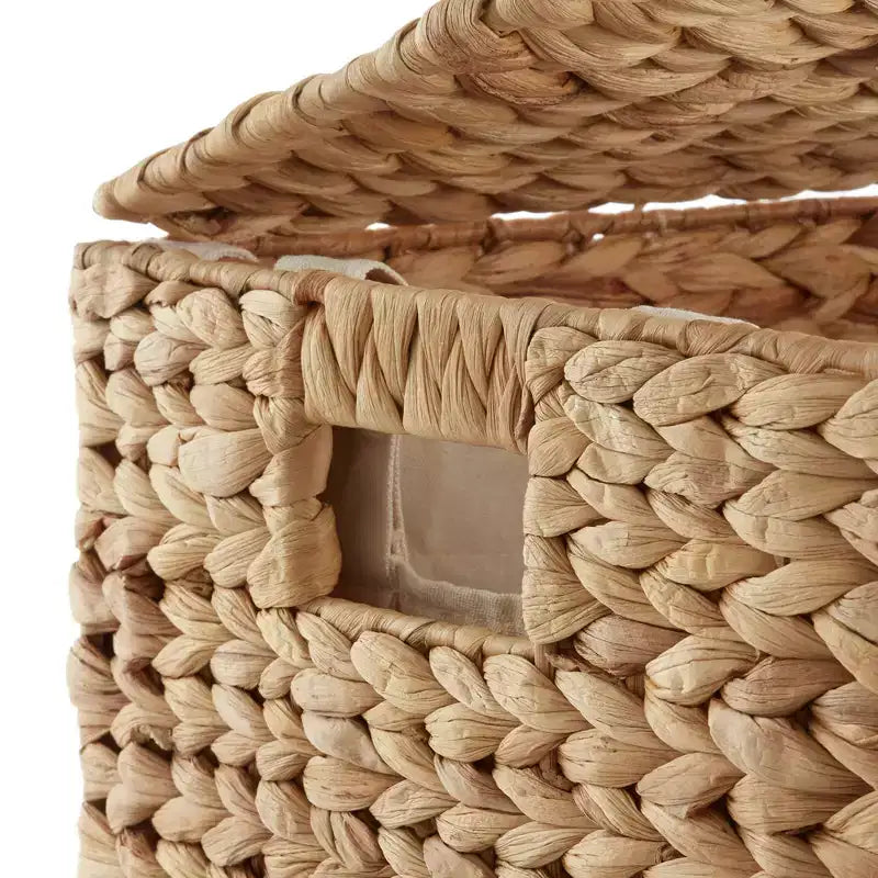 Panier à linge Casafield à 2 compartiments avec couvercle et sacs doublure amovibles, panier de tri tressé en jacinthe d’eau pour vêtements
